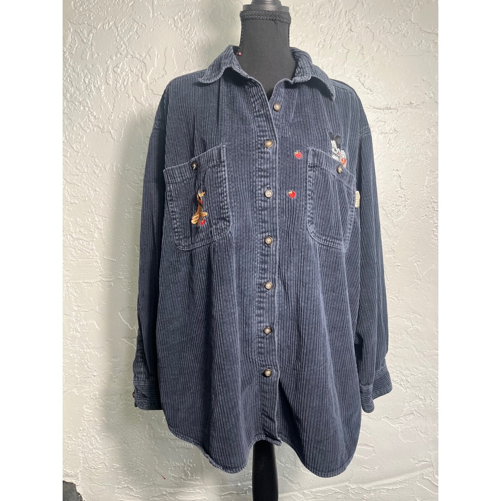 Vintage Mickey Unlimited Disney Corduroy Shirt XL Embroidered Oversized 90s